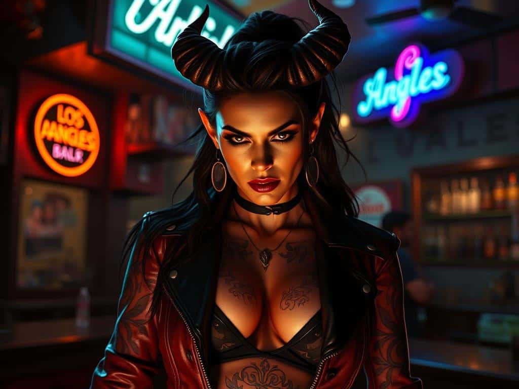 Fantasiebild als Symbolbild für eine Frau wie Mazikeen (Maze) aus der Serie "Lucifer" in der Handlung