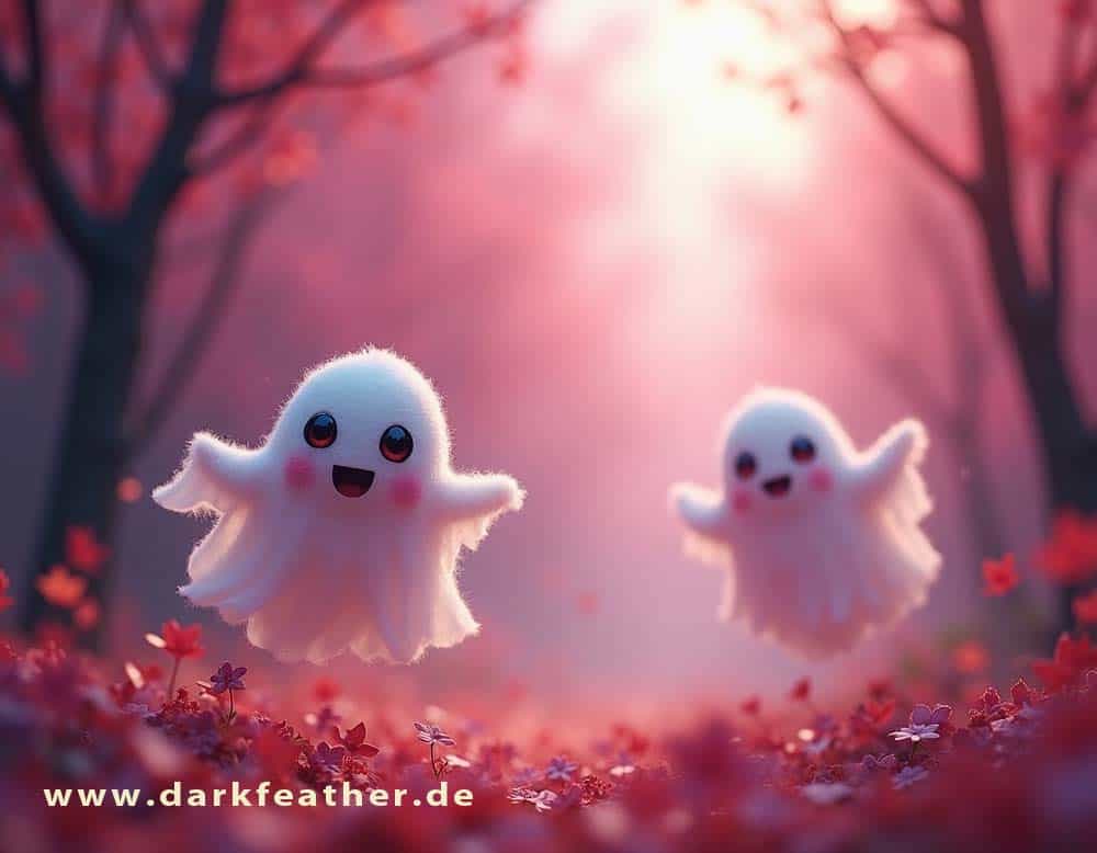 Flauschige, niedliche Gespenster zu Halloween